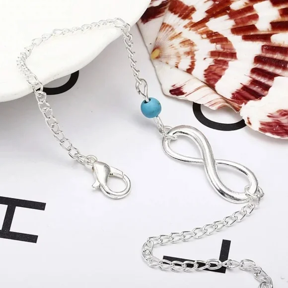Simple Minimalist Dainty Infinity Anklet - Picture 3 of 5